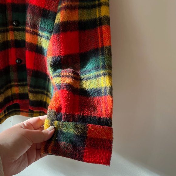 1970s Canadian Wool Jacket | Vintage Plaid Shacket - Picture 3 of 7